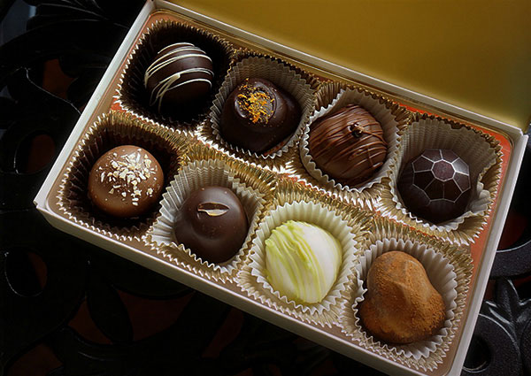 Chocolate drink on rustic tray